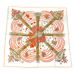 HERMES White Silk Scarf